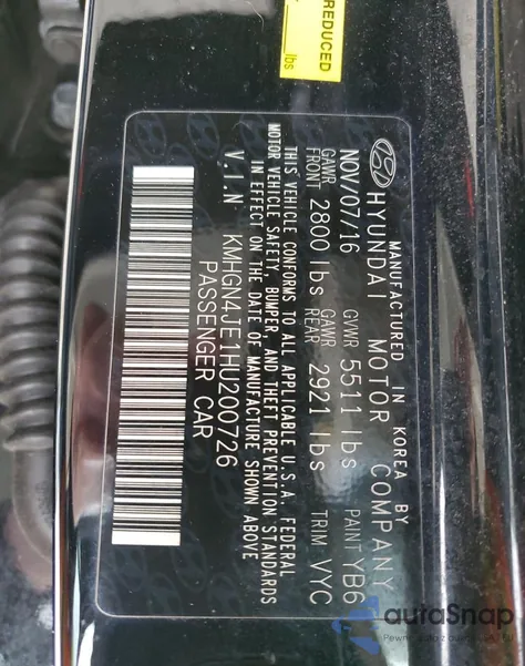 2017 Genesis G80 Base from USA, damaged, VIN KMHGN4JE1HU200726